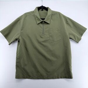Manfinity Mens Olive Green Quarter Zip Short Sleeve Shirt Small Utility Pocket
